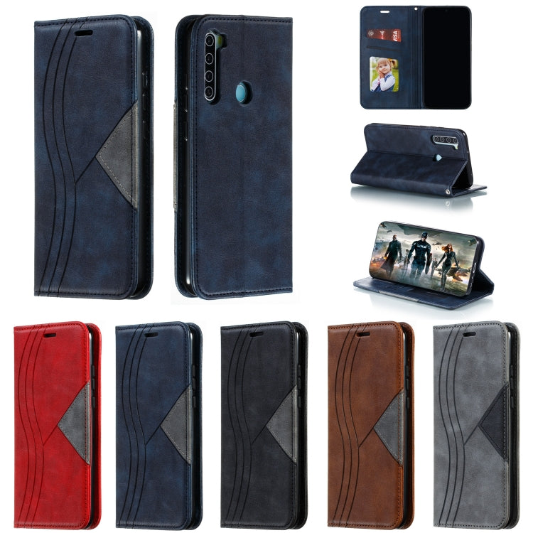 For Xiaomi Redmi Note 8 Splicing Color Magnetic Hem Horizontal Flip Leather Case with Holder & Card Slots