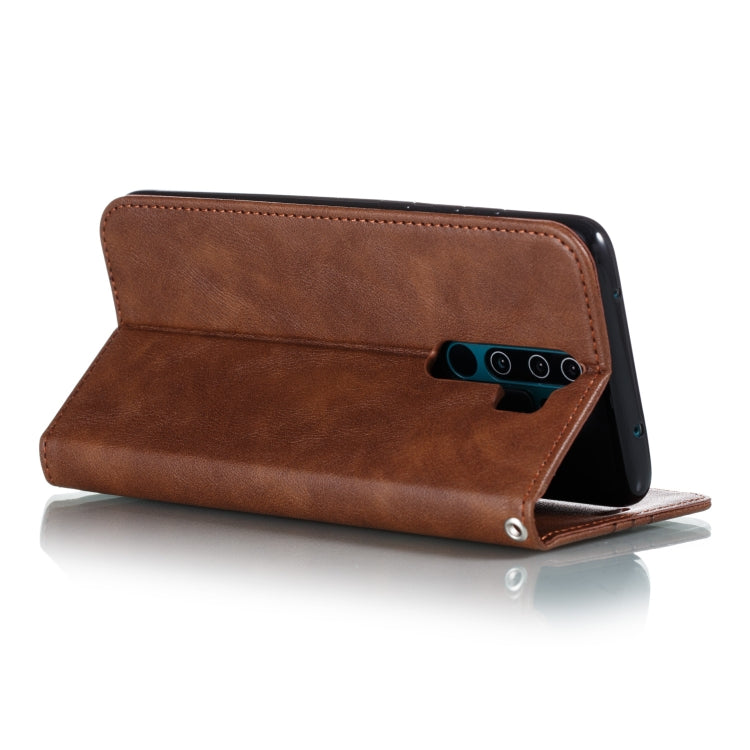 For Xiaomi Redmi Note 8 Pro Splicing Color Magnetic Hem Horizontal Flip Leather Case with Holder & Card Slots