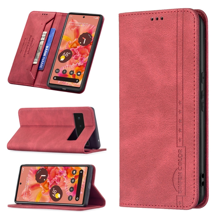 For Google Pixel 6 Magnetic RFID Blocking Anti-Theft Leather Case with Holder & Card Slots & Wallet