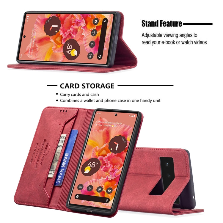 For Google Pixel 6 Magnetic RFID Blocking Anti-Theft Leather Case with Holder & Card Slots & Wallet