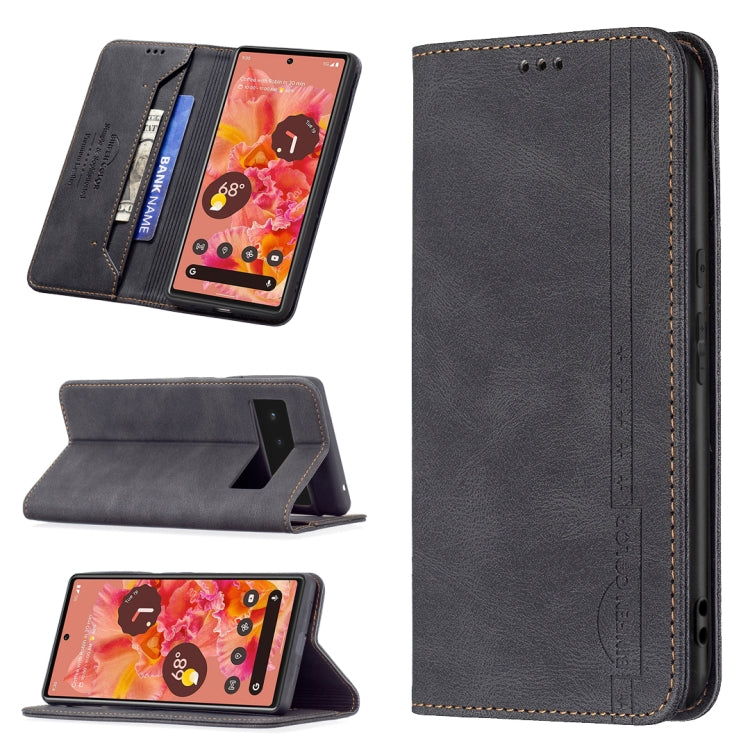 For Google Pixel 6 Magnetic RFID Blocking Anti-Theft Leather Case with Holder & Card Slots & Wallet