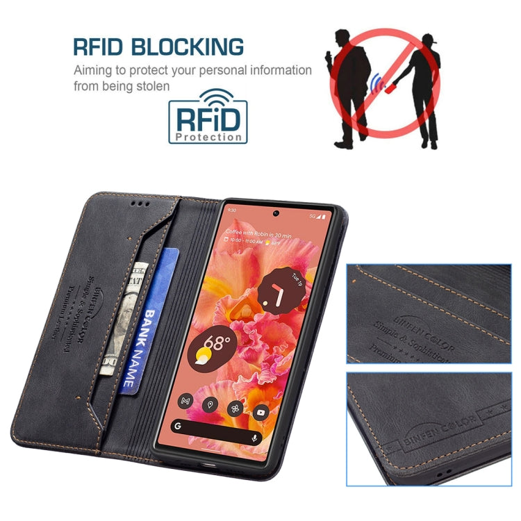 For Google Pixel 6 Magnetic RFID Blocking Anti-Theft Leather Case with Holder & Card Slots & Wallet