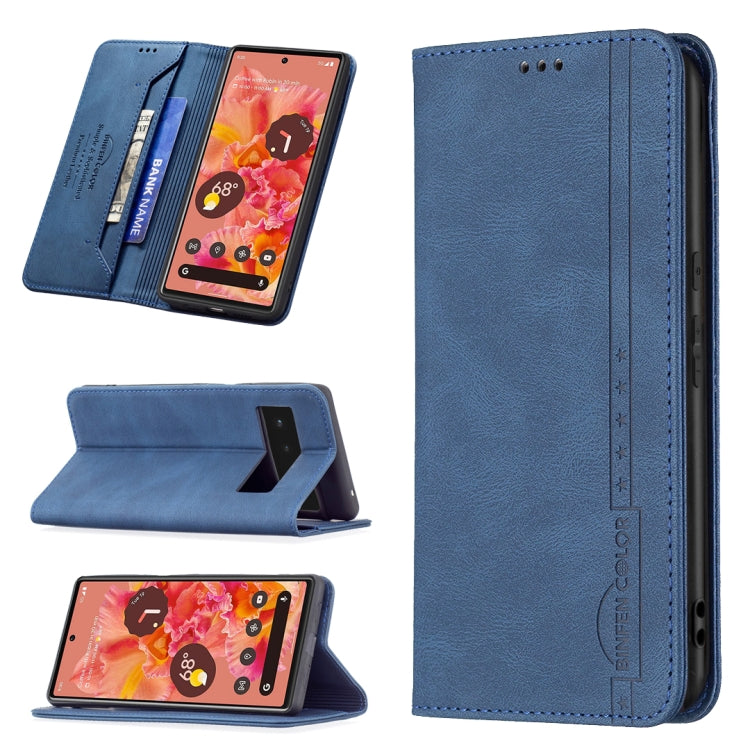 For Google Pixel 6 Magnetic RFID Blocking Anti-Theft Leather Case with Holder & Card Slots & Wallet