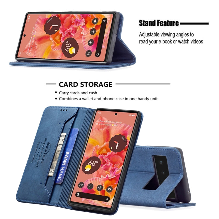 For Google Pixel 6 Magnetic RFID Blocking Anti-Theft Leather Case with Holder & Card Slots & Wallet