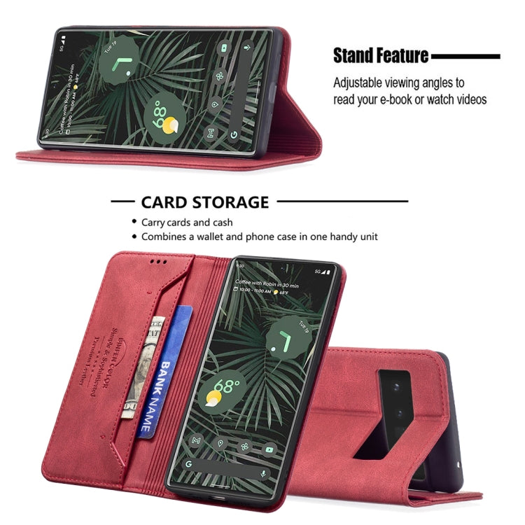For Google Pixel 6 Pro Magnetic RFID Blocking Anti-Theft Leather Case with Holder & Card Slots & Wallet