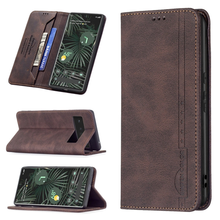 For Google Pixel 6 Pro Magnetic RFID Blocking Anti-Theft Leather Case with Holder & Card Slots & Wallet