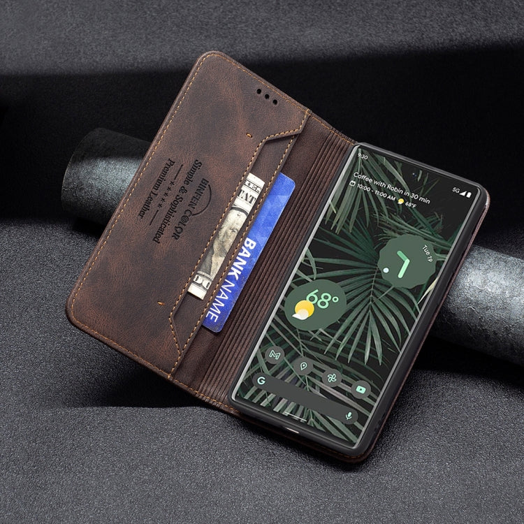 For Google Pixel 6 Pro Magnetic RFID Blocking Anti-Theft Leather Case with Holder & Card Slots & Wallet