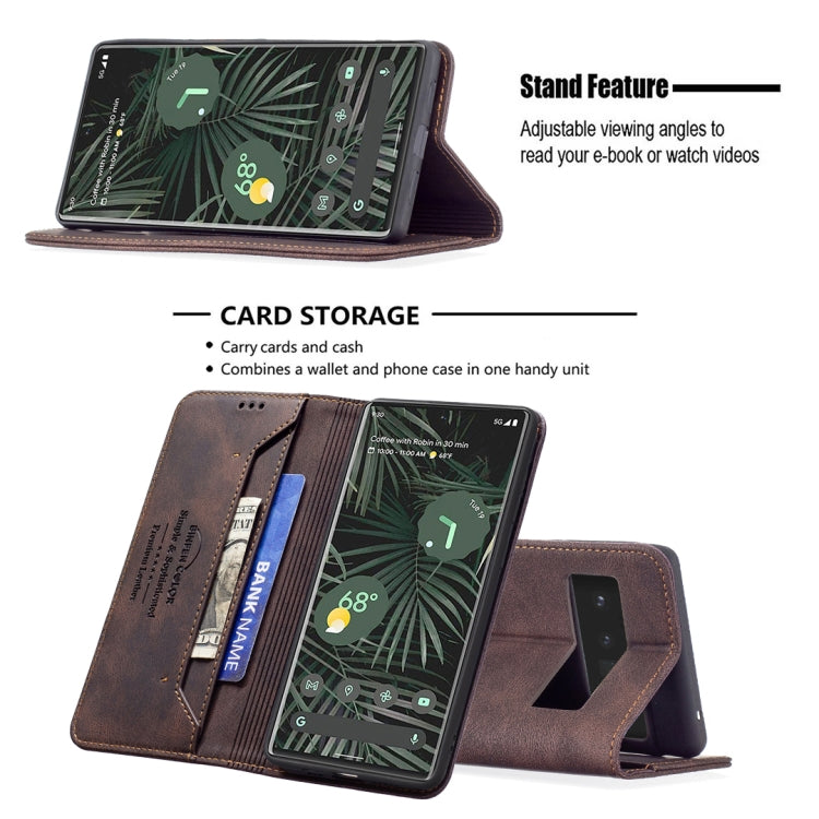 For Google Pixel 6 Pro Magnetic RFID Blocking Anti-Theft Leather Case with Holder & Card Slots & Wallet