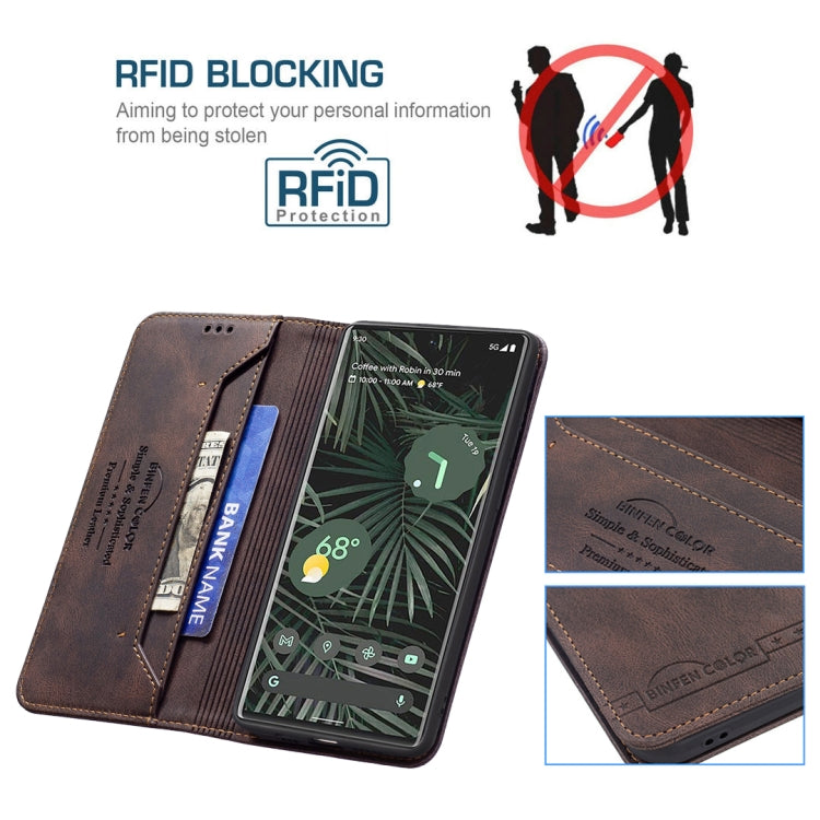 For Google Pixel 6 Pro Magnetic RFID Blocking Anti-Theft Leather Case with Holder & Card Slots & Wallet