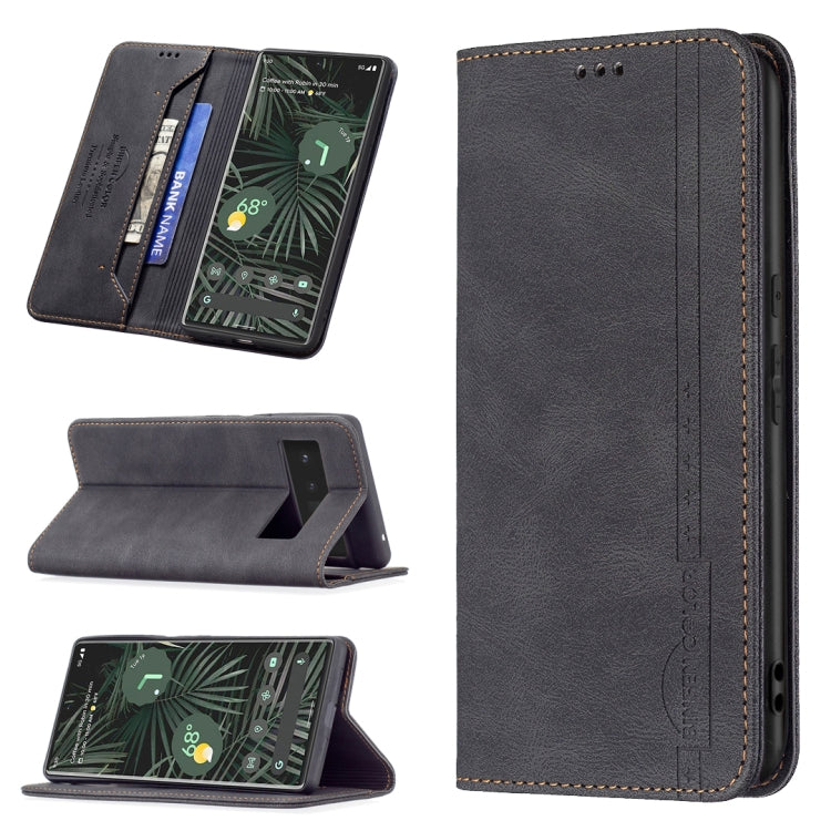 For Google Pixel 6 Pro Magnetic RFID Blocking Anti-Theft Leather Case with Holder & Card Slots & Wallet