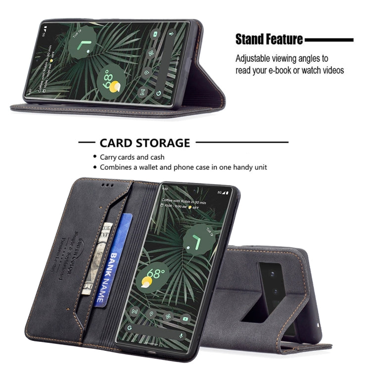 For Google Pixel 6 Pro Magnetic RFID Blocking Anti-Theft Leather Case with Holder & Card Slots & Wallet