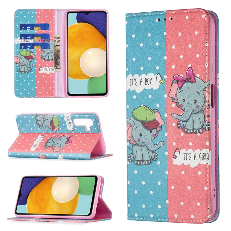 For Samsung Galaxy A13 5G Colored Drawing Pattern Invisible Magnetic Horizontal Flip Phone Leather Case with Holder & Card Slots & Wallet