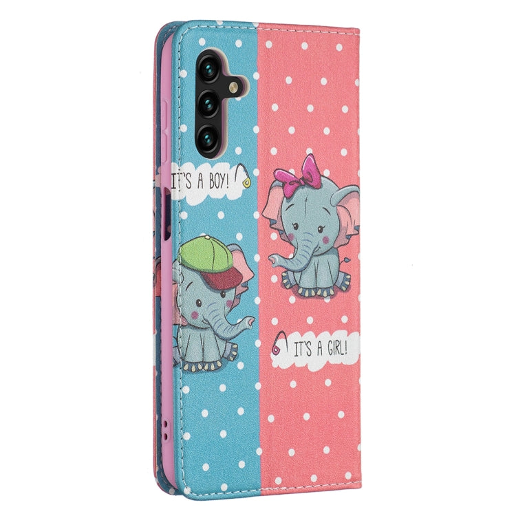 For Samsung Galaxy A13 5G Colored Drawing Pattern Invisible Magnetic Horizontal Flip Phone Leather Case with Holder & Card Slots & Wallet