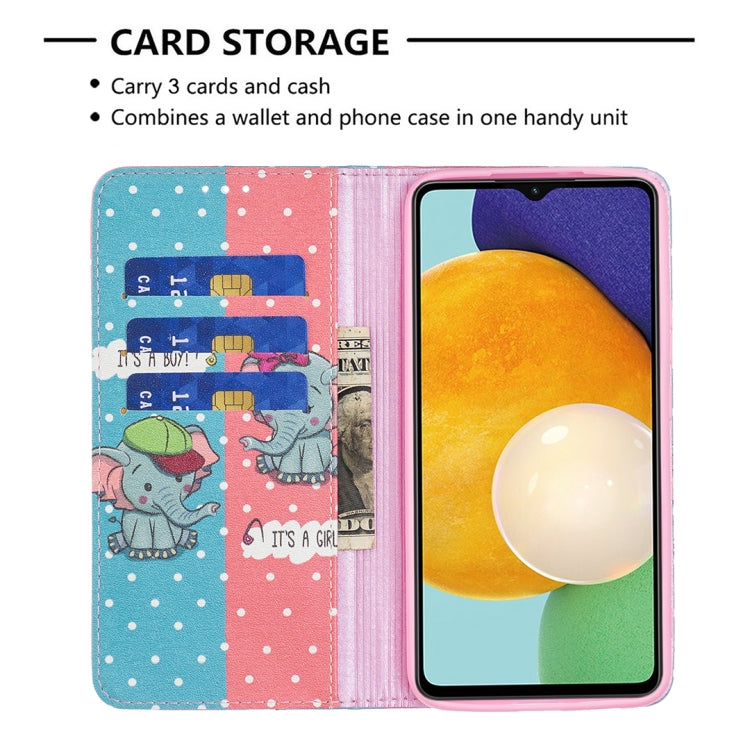 For Samsung Galaxy A13 5G Colored Drawing Pattern Invisible Magnetic Horizontal Flip Phone Leather Case with Holder & Card Slots & Wallet