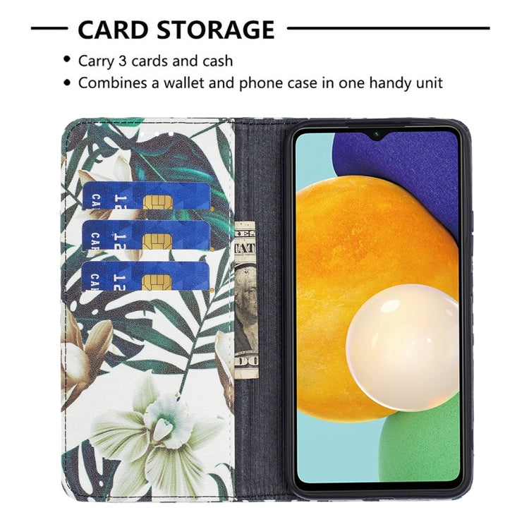 For Samsung Galaxy A13 5G Colored Drawing Pattern Invisible Magnetic Horizontal Flip Phone Leather Case with Holder & Card Slots & Wallet