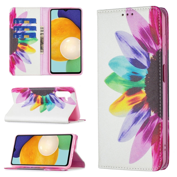 For Samsung Galaxy A13 5G Colored Drawing Pattern Invisible Magnetic Horizontal Flip Phone Leather Case with Holder & Card Slots & Wallet