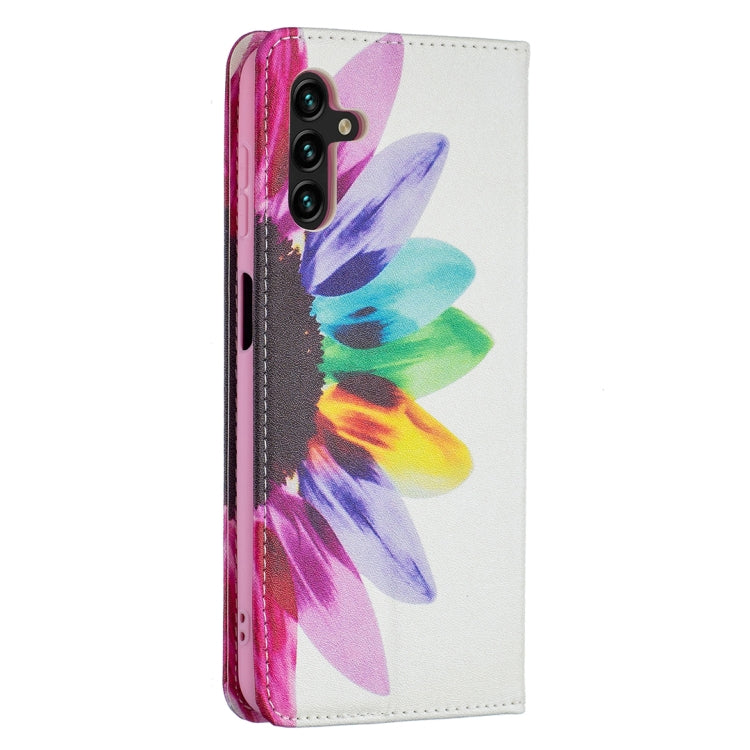For Samsung Galaxy A13 5G Colored Drawing Pattern Invisible Magnetic Horizontal Flip Phone Leather Case with Holder & Card Slots & Wallet