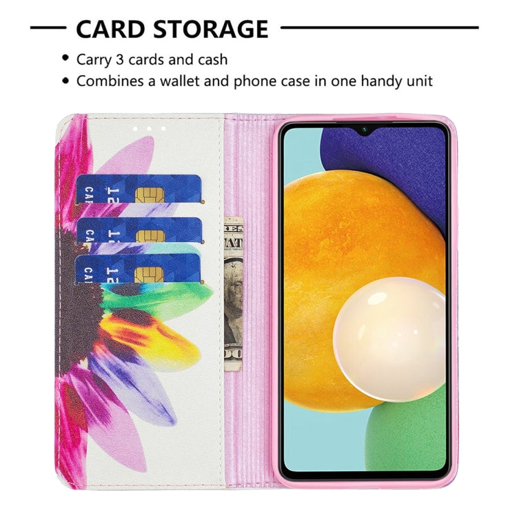 For Samsung Galaxy A13 5G Colored Drawing Pattern Invisible Magnetic Horizontal Flip Phone Leather Case with Holder & Card Slots & Wallet