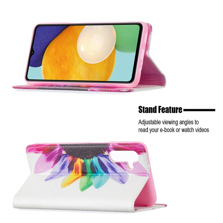 For Samsung Galaxy A13 5G Colored Drawing Pattern Invisible Magnetic Horizontal Flip Phone Leather Case with Holder & Card Slots & Wallet