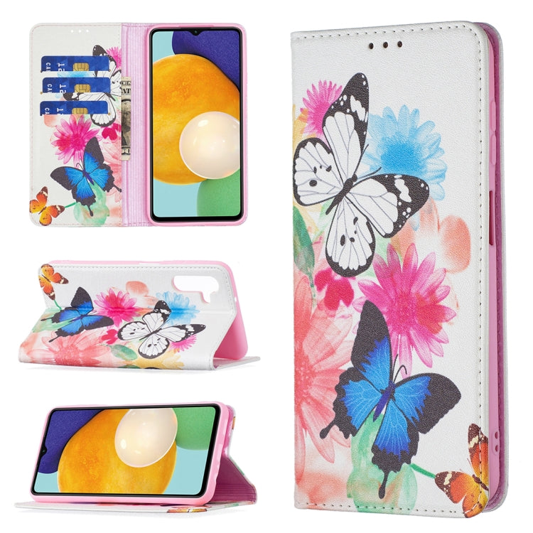 For Samsung Galaxy A13 5G Colored Drawing Pattern Invisible Magnetic Horizontal Flip Phone Leather Case with Holder & Card Slots & Wallet