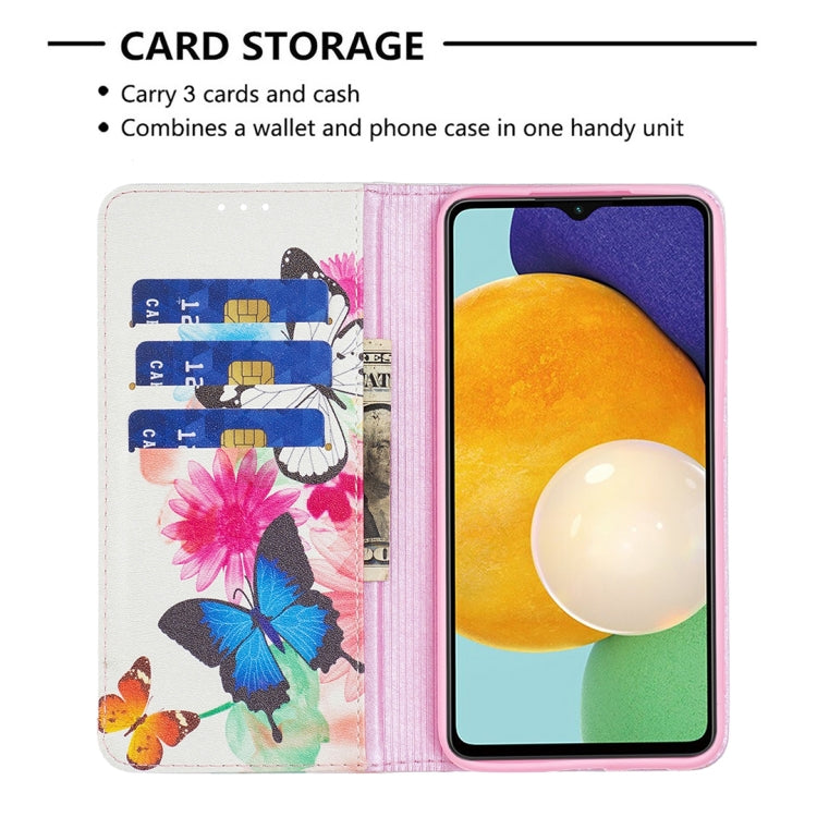 For Samsung Galaxy A13 5G Colored Drawing Pattern Invisible Magnetic Horizontal Flip Phone Leather Case with Holder & Card Slots & Wallet
