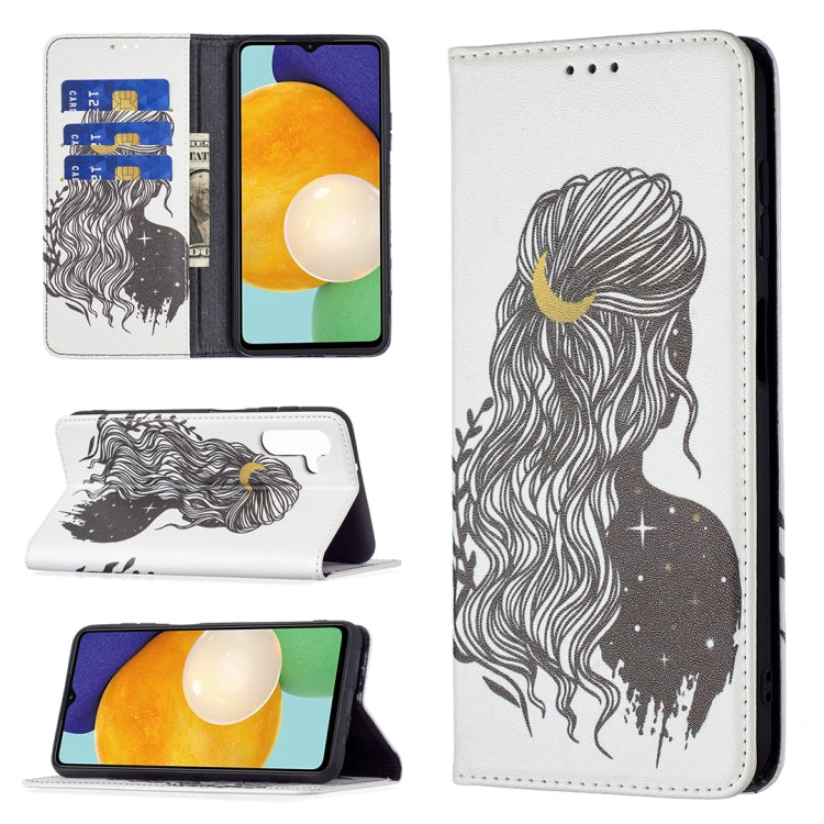 For Samsung Galaxy A13 5G Colored Drawing Pattern Invisible Magnetic Horizontal Flip Phone Leather Case with Holder & Card Slots & Wallet