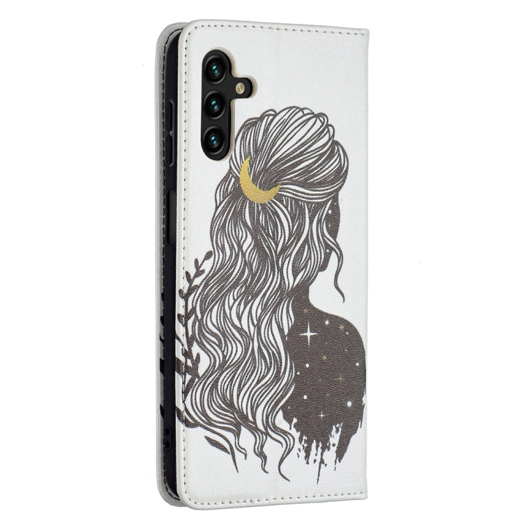 For Samsung Galaxy A13 5G Colored Drawing Pattern Invisible Magnetic Horizontal Flip Phone Leather Case with Holder & Card Slots & Wallet