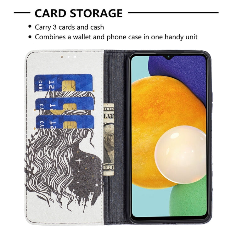 For Samsung Galaxy A13 5G Colored Drawing Pattern Invisible Magnetic Horizontal Flip Phone Leather Case with Holder & Card Slots & Wallet
