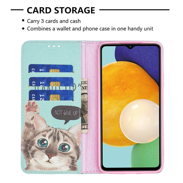 For Samsung Galaxy A13 5G Colored Drawing Pattern Invisible Magnetic Horizontal Flip Phone Leather Case with Holder & Card Slots & Wallet
