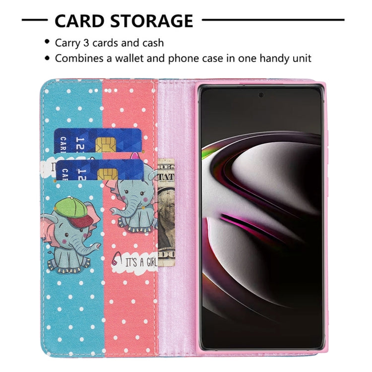 For Samsung Galaxy S22 Ultra 5G Colored Drawing Pattern Invisible Magnetic Horizontal Flip Phone Leather Case with Holder & Card Slots & Wallet