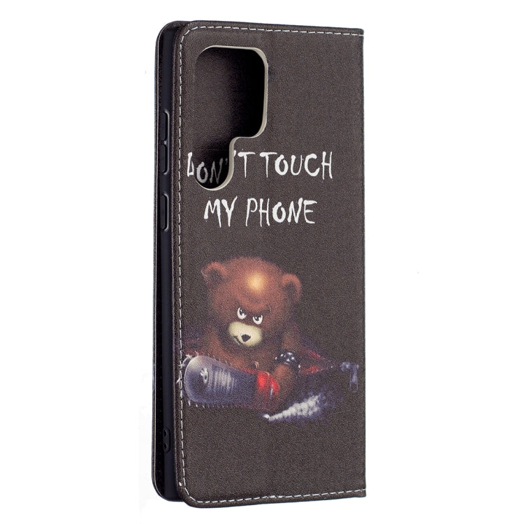 For Samsung Galaxy S22 Ultra 5G Colored Drawing Pattern Invisible Magnetic Horizontal Flip Phone Leather Case with Holder & Card Slots & Wallet