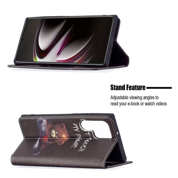 For Samsung Galaxy S22 Ultra 5G Colored Drawing Pattern Invisible Magnetic Horizontal Flip Phone Leather Case with Holder & Card Slots & Wallet