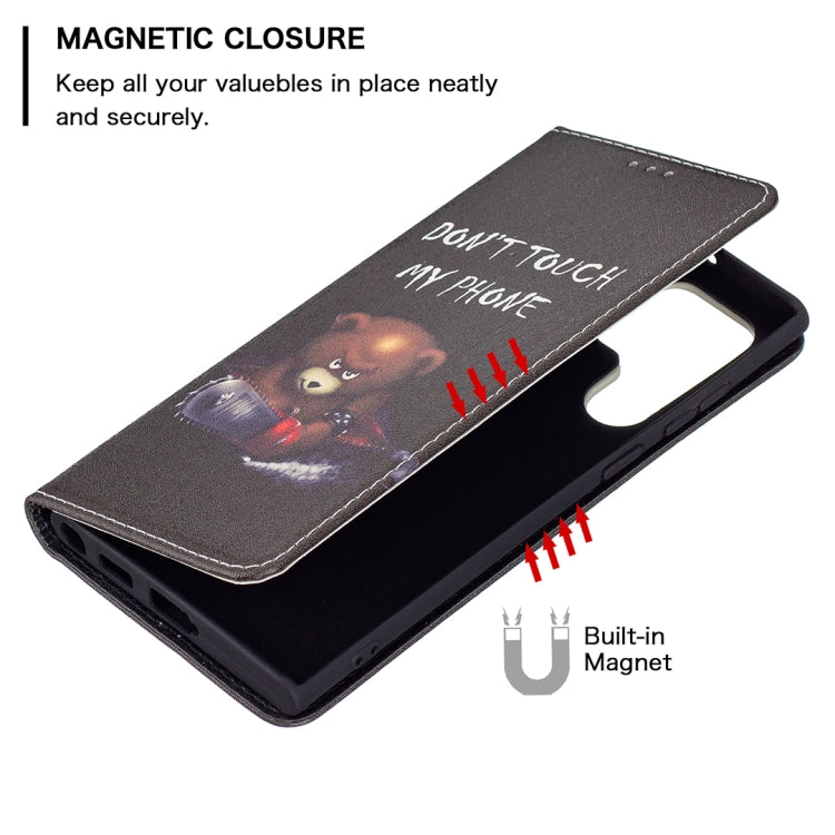 For Samsung Galaxy S22 Ultra 5G Colored Drawing Pattern Invisible Magnetic Horizontal Flip Phone Leather Case with Holder & Card Slots & Wallet