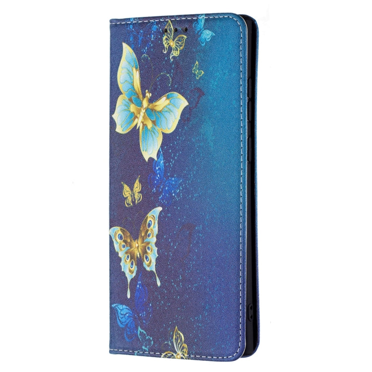 For Samsung Galaxy S22 Ultra 5G Colored Drawing Pattern Invisible Magnetic Horizontal Flip Phone Leather Case with Holder & Card Slots & Wallet