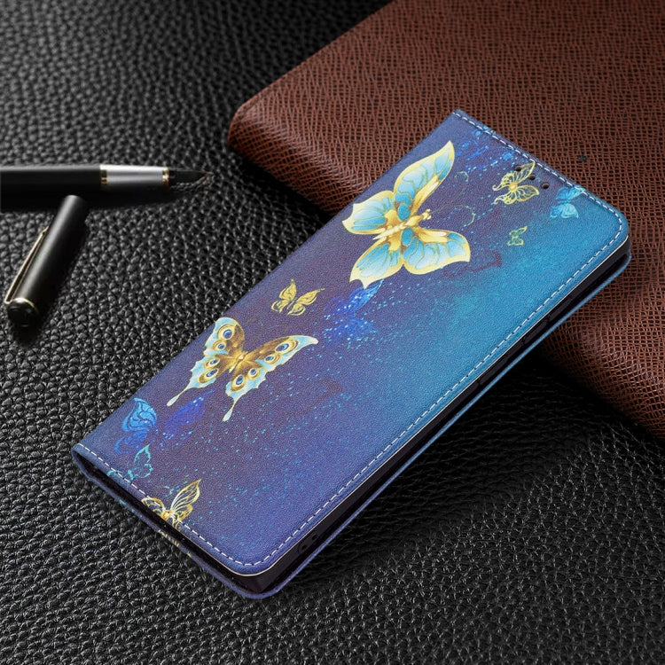 For Samsung Galaxy S22 Ultra 5G Colored Drawing Pattern Invisible Magnetic Horizontal Flip Phone Leather Case with Holder & Card Slots & Wallet