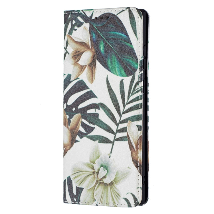 For Samsung Galaxy S22 Ultra 5G Colored Drawing Pattern Invisible Magnetic Horizontal Flip Phone Leather Case with Holder & Card Slots & Wallet