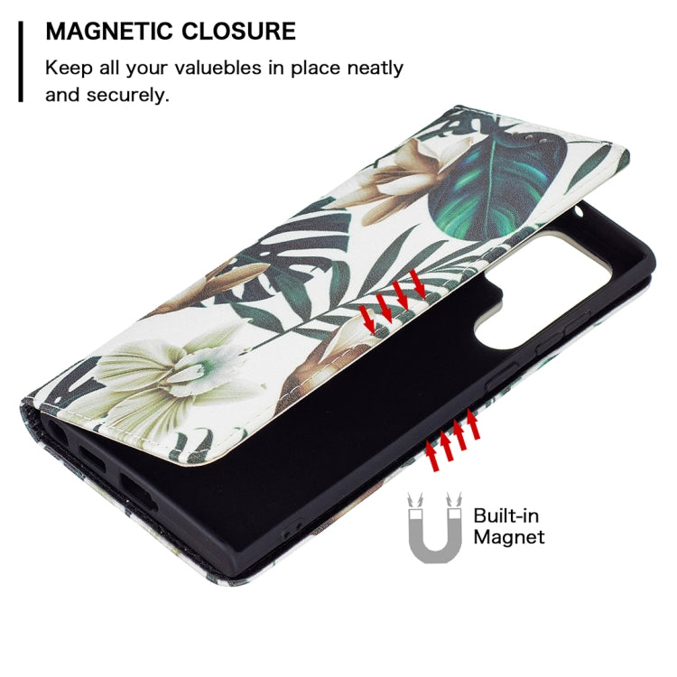 For Samsung Galaxy S22 Ultra 5G Colored Drawing Pattern Invisible Magnetic Horizontal Flip Phone Leather Case with Holder & Card Slots & Wallet