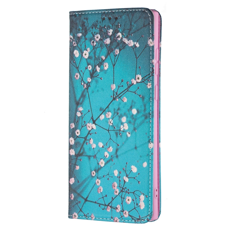 For Samsung Galaxy S22 Ultra 5G Colored Drawing Pattern Invisible Magnetic Horizontal Flip Phone Leather Case with Holder & Card Slots & Wallet
