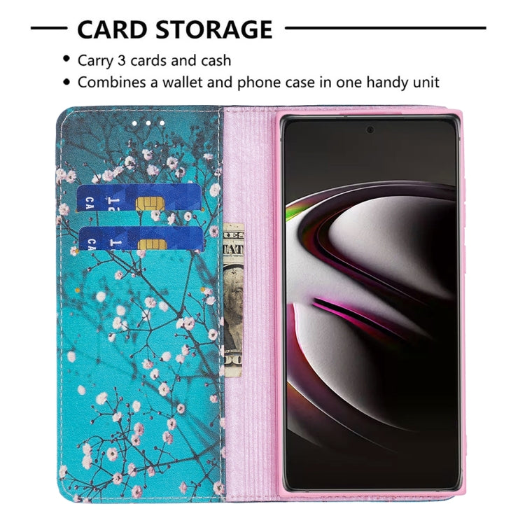 For Samsung Galaxy S22 Ultra 5G Colored Drawing Pattern Invisible Magnetic Horizontal Flip Phone Leather Case with Holder & Card Slots & Wallet