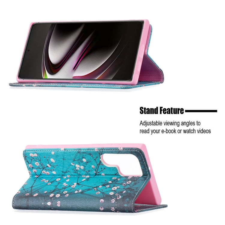 For Samsung Galaxy S22 Ultra 5G Colored Drawing Pattern Invisible Magnetic Horizontal Flip Phone Leather Case with Holder & Card Slots & Wallet