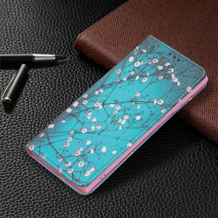 For Samsung Galaxy S22 Ultra 5G Colored Drawing Pattern Invisible Magnetic Horizontal Flip Phone Leather Case with Holder & Card Slots & Wallet