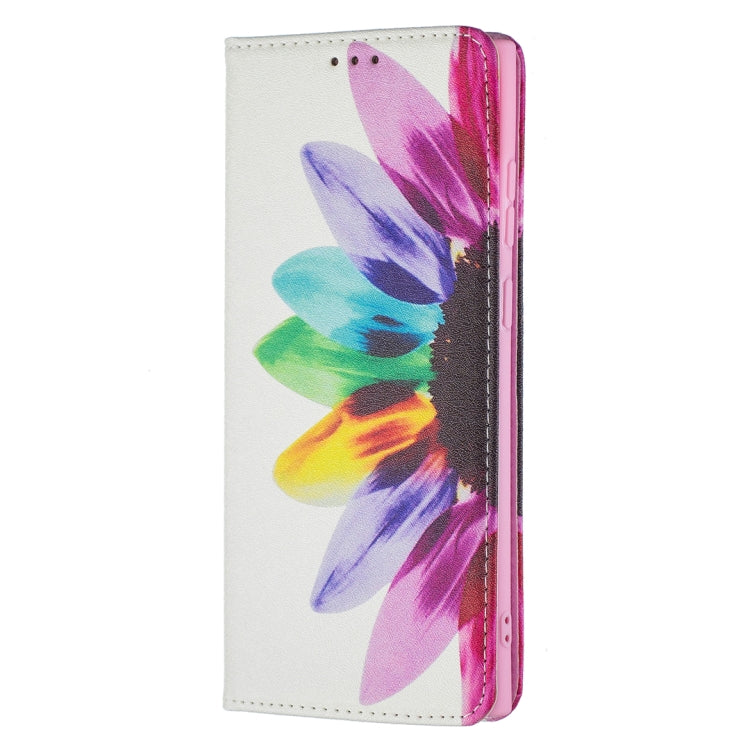 For Samsung Galaxy S22 Ultra 5G Colored Drawing Pattern Invisible Magnetic Horizontal Flip Phone Leather Case with Holder & Card Slots & Wallet