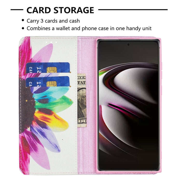 For Samsung Galaxy S22 Ultra 5G Colored Drawing Pattern Invisible Magnetic Horizontal Flip Phone Leather Case with Holder & Card Slots & Wallet