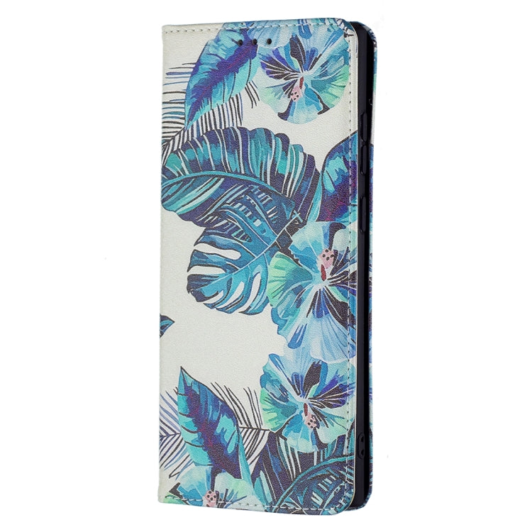 For Samsung Galaxy S22 Ultra 5G Colored Drawing Pattern Invisible Magnetic Horizontal Flip Phone Leather Case with Holder & Card Slots & Wallet