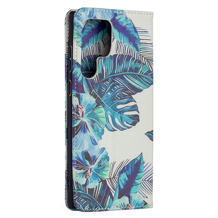 For Samsung Galaxy S22 Ultra 5G Colored Drawing Pattern Invisible Magnetic Horizontal Flip Phone Leather Case with Holder & Card Slots & Wallet