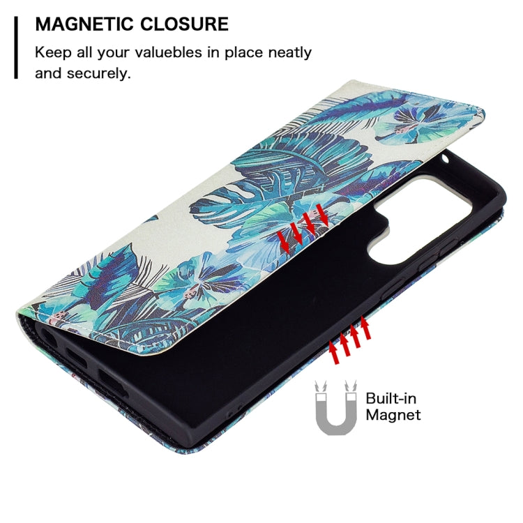 For Samsung Galaxy S22 Ultra 5G Colored Drawing Pattern Invisible Magnetic Horizontal Flip Phone Leather Case with Holder & Card Slots & Wallet