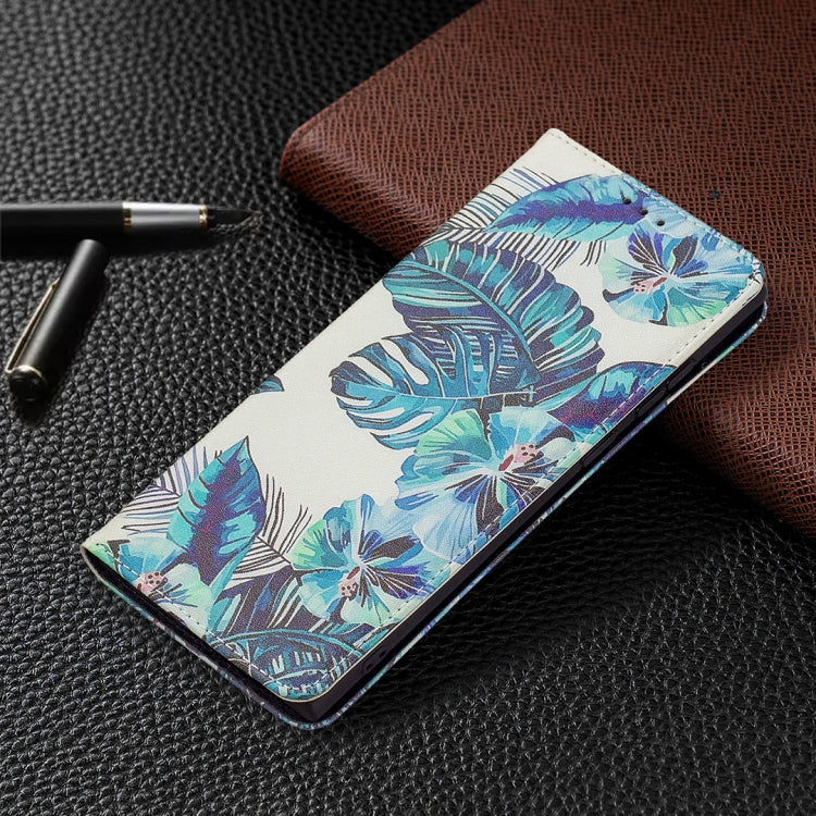 For Samsung Galaxy S22 Ultra 5G Colored Drawing Pattern Invisible Magnetic Horizontal Flip Phone Leather Case with Holder & Card Slots & Wallet