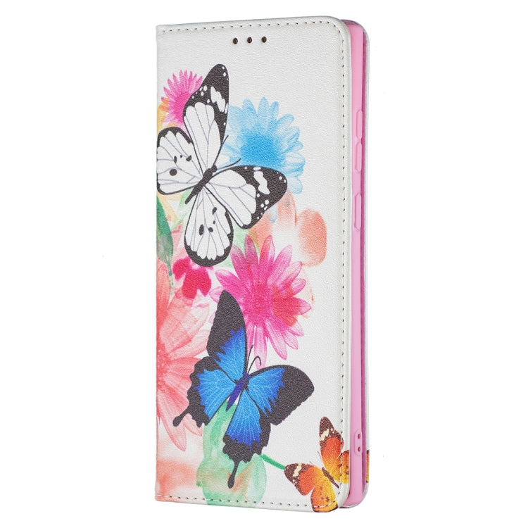 For Samsung Galaxy S22 Ultra 5G Colored Drawing Pattern Invisible Magnetic Horizontal Flip Phone Leather Case with Holder & Card Slots & Wallet