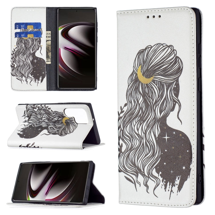 For Samsung Galaxy S22 Ultra 5G Colored Drawing Pattern Invisible Magnetic Horizontal Flip Phone Leather Case with Holder & Card Slots & Wallet