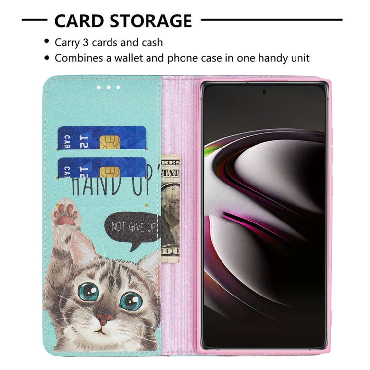 For Samsung Galaxy S22 Ultra 5G Colored Drawing Pattern Invisible Magnetic Horizontal Flip Phone Leather Case with Holder & Card Slots & Wallet